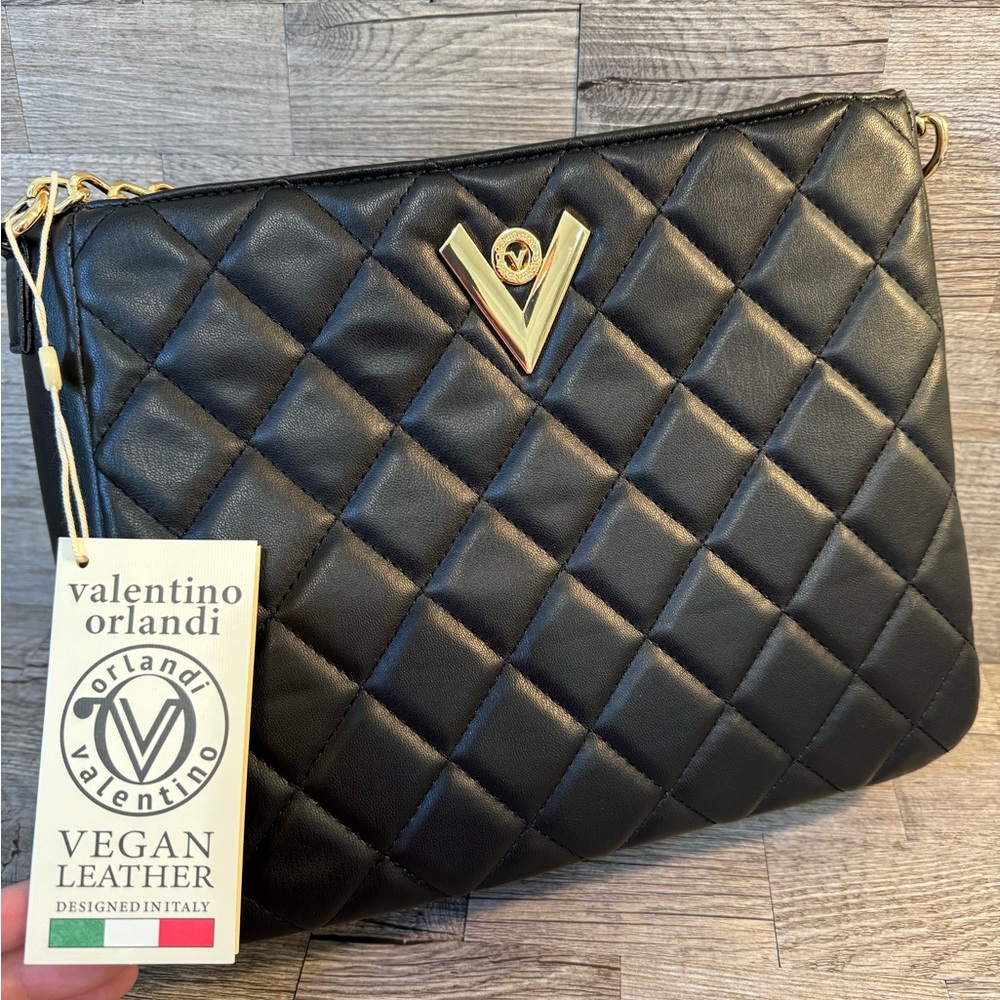 NWT Valentino Orlandi Black Quilted Crossbody Bag - Picture 3 of 8